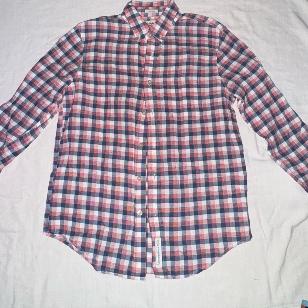 Abercrombie & Fitch Red and Blue Plaid Casual Shirt